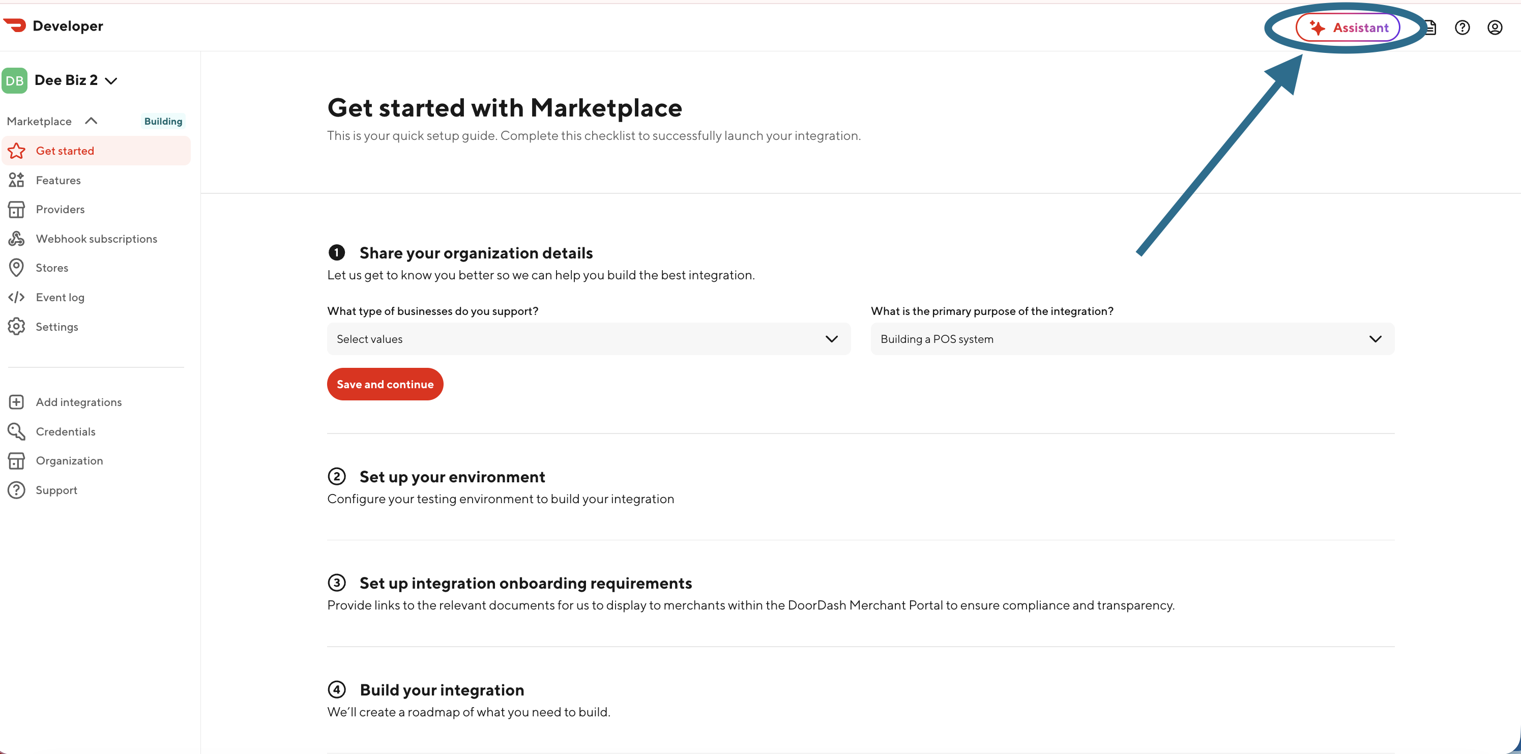 Dev Chat AI entry point in Developer Portal