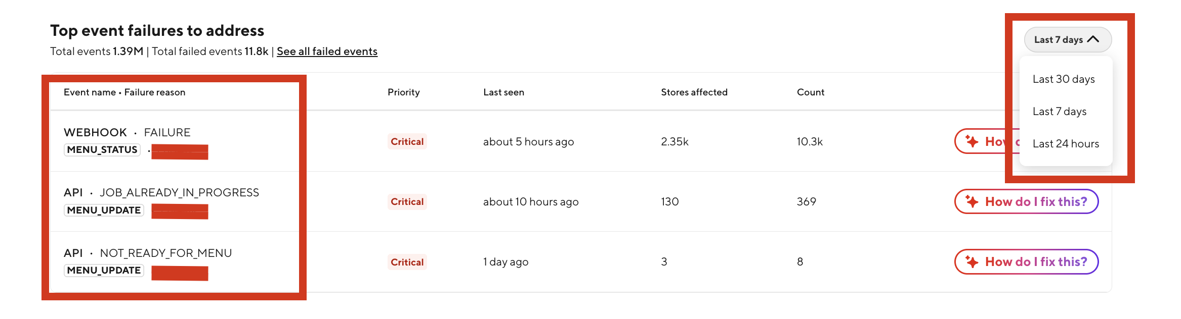 Event Logs AI groups recurring failures and highlights their impact, allowing partners to focus on the most critical issues first