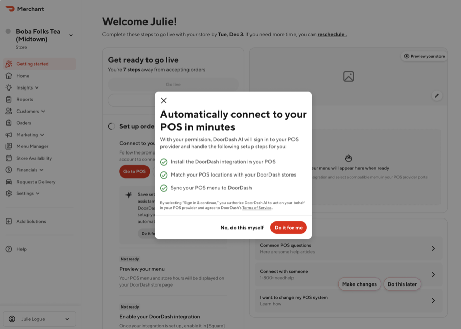 Selecting "Do it with me" brings merchants to the SSIO onboarding experience
