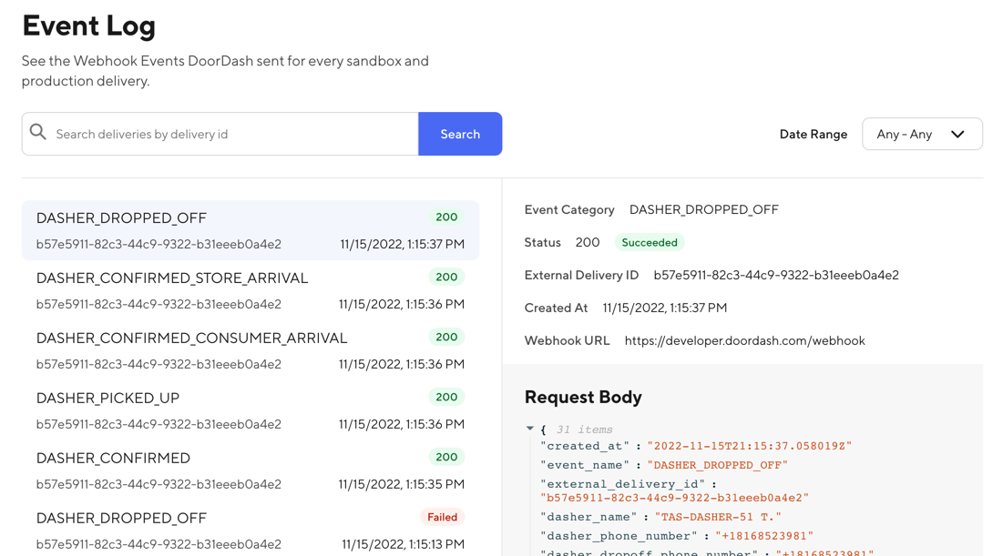 DoorDash Drive Integration - Bbot